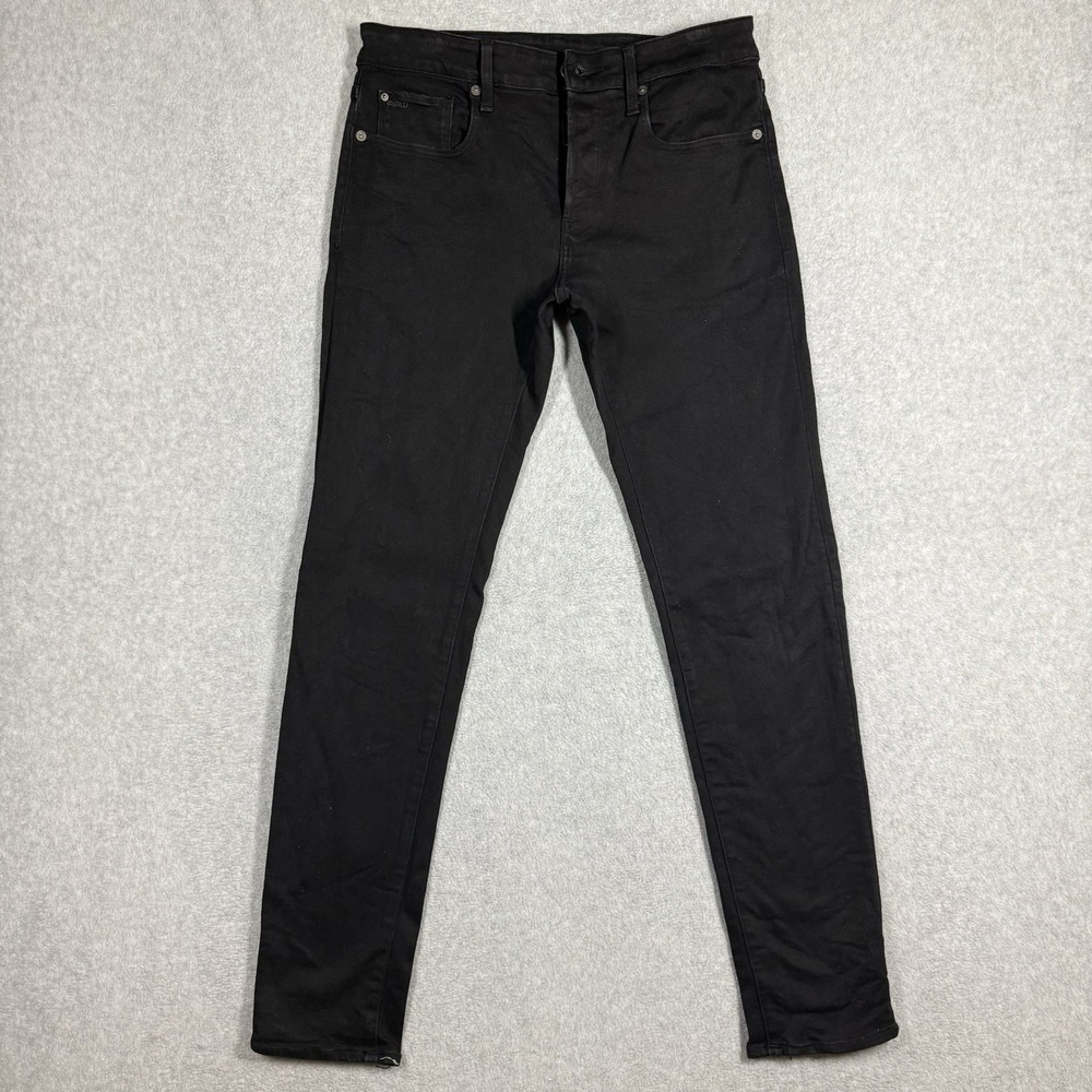 G Star RAW Jeans Men 30x34 Black 3301 Slim Fit Tapered Leg Stretch Denim